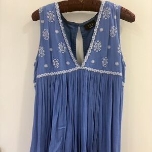 Vici Blue Dress with White Embroidery
